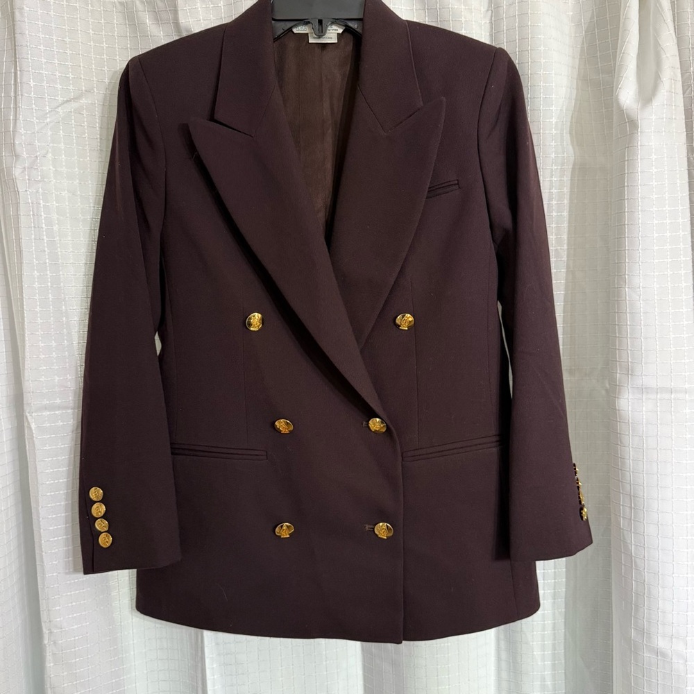 Austin Reed Dark Brown Blazer with Gold Buttons